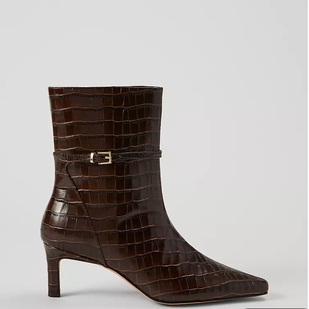 NWT Ann Taylor Ankle Chain Croco Bootie